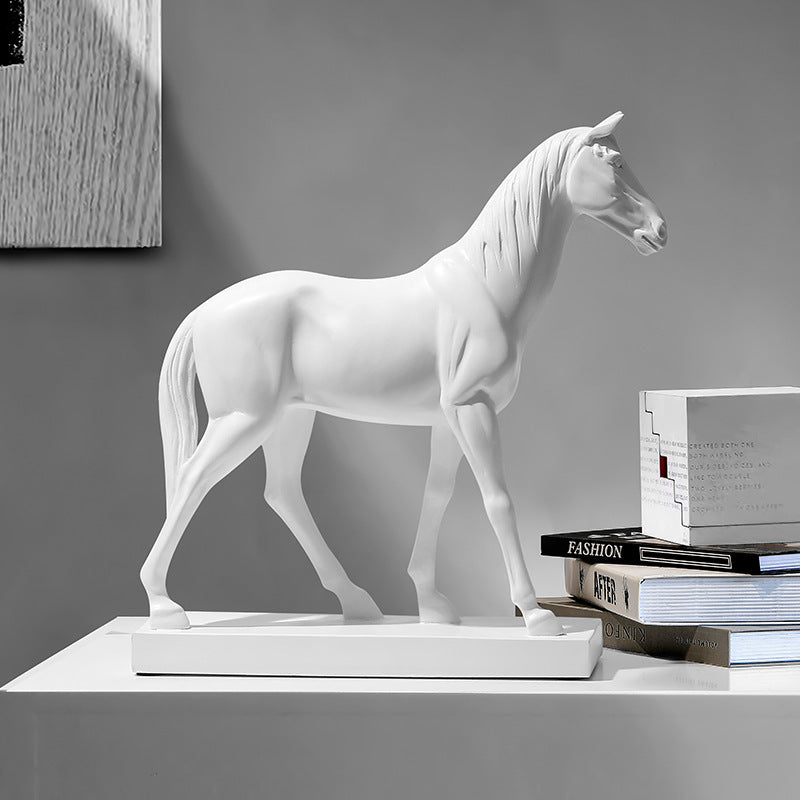 Resin White Horse Sculpture Ornament Living Room & Home Decoration