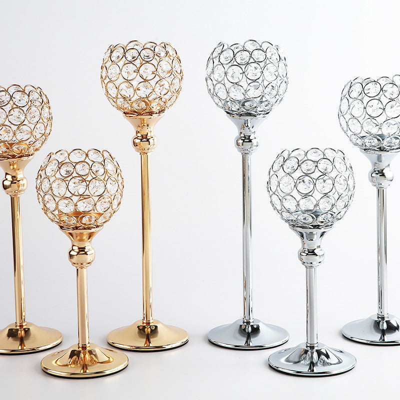 European Mini Crystal Candlestick Creative Metal Ornaments