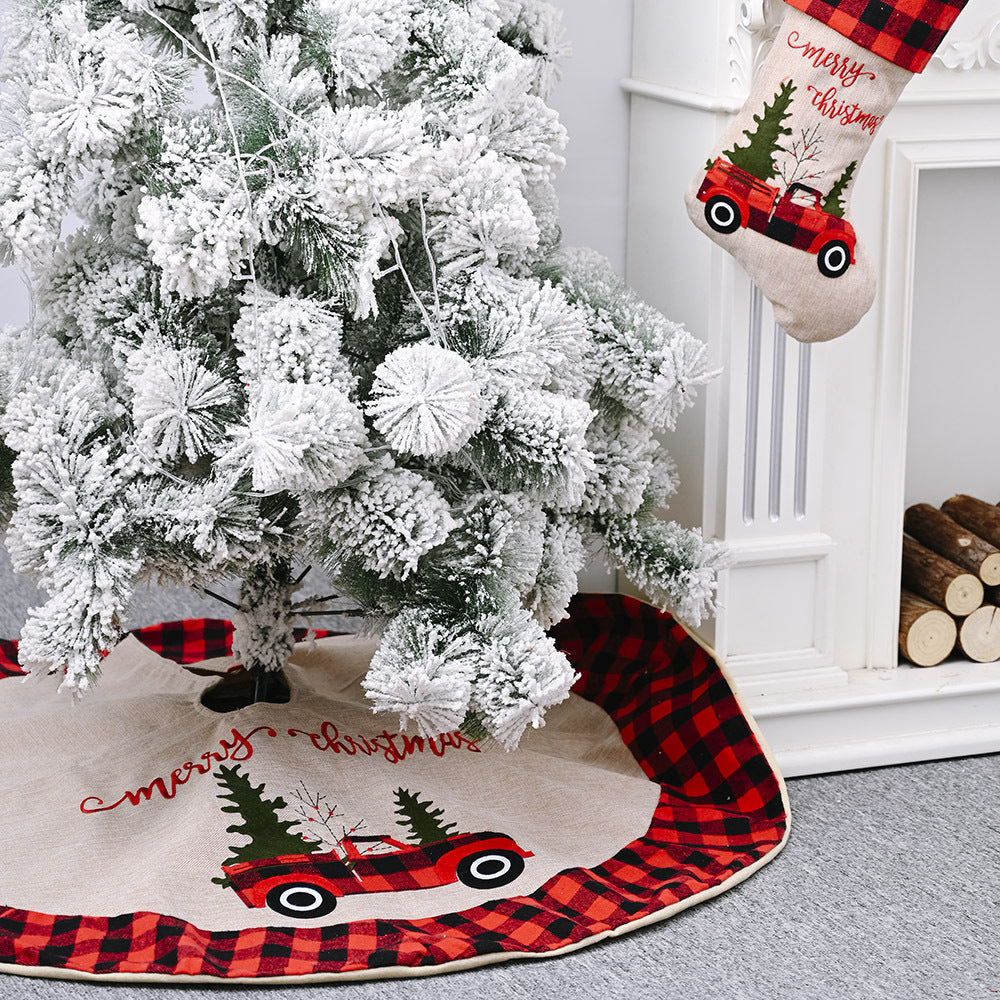 Jupe d'arbre en lin pour voiture, sapin de Noël, 120 cm, décoration de Noël