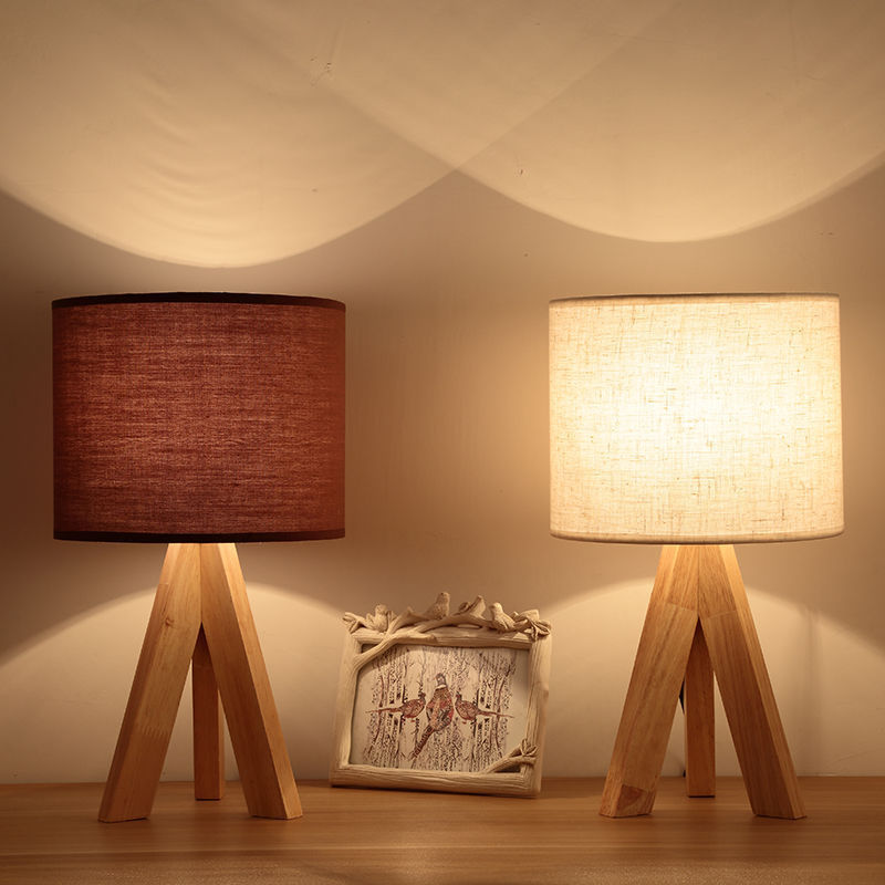 Japanese Style Solid Wood Table Led Night Lamp