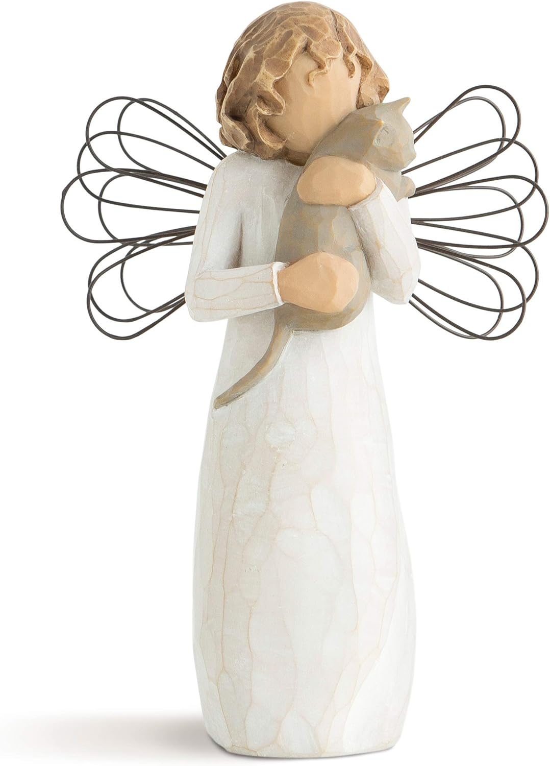 Resin Girl Holding Cat Figurines Ornaments