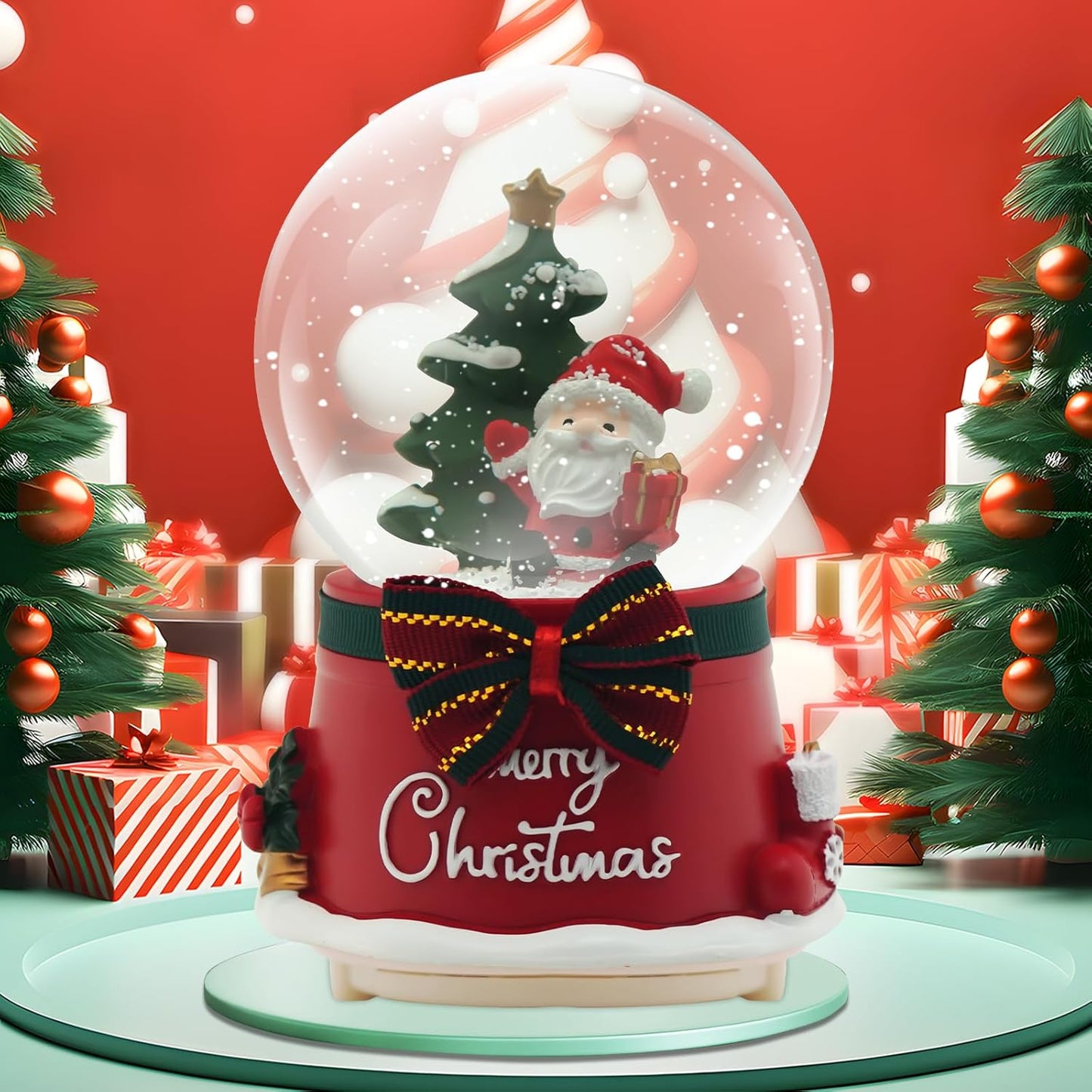 Christmas Tree Santa Claus Music Snow Globe Creative Music Box Decoration