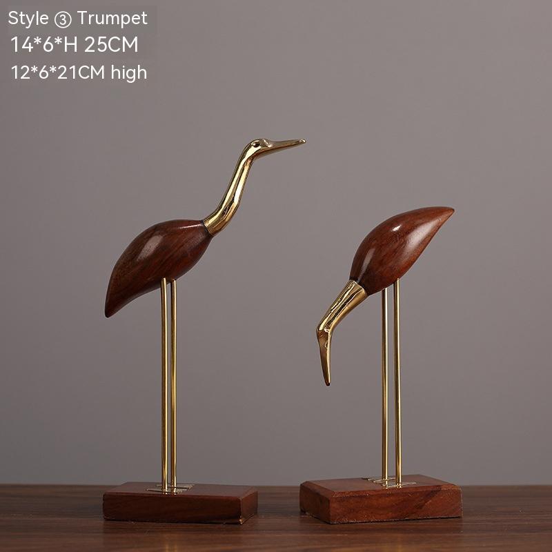 Brass With Solid Wood Crane Bird Ornaments