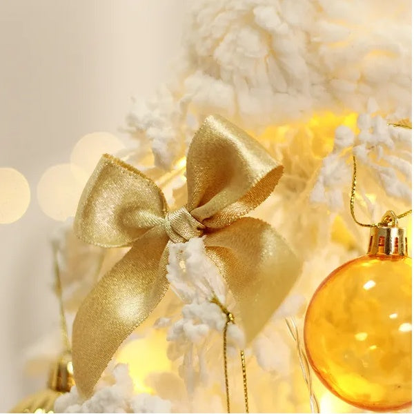 Tabletop Christmas Tree Small Mini Christmas Tree For Table Top Artificial Snow Flocked With Xmas Ornaments Gold Christmas Decorations For Home Office Apartment