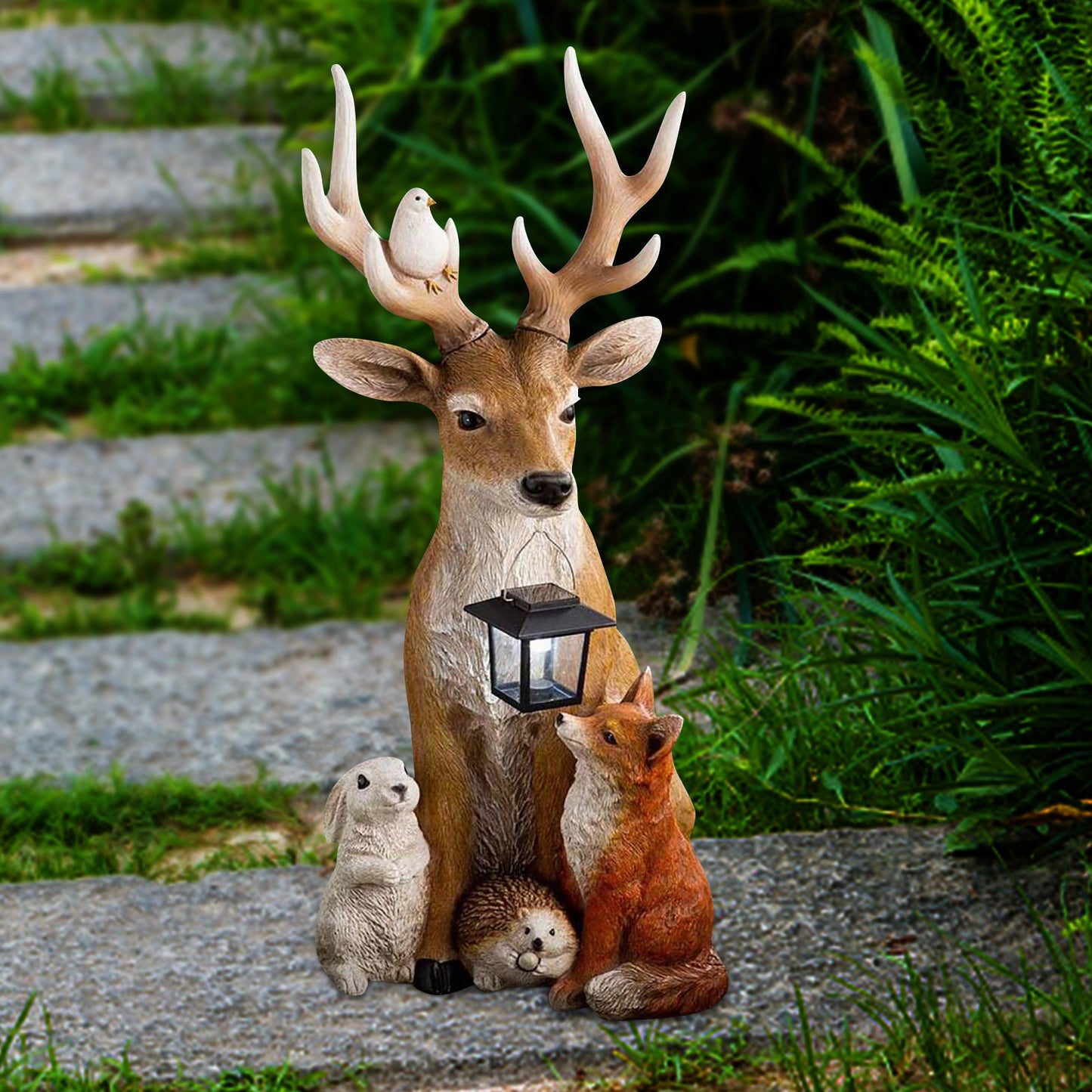 Solar Resin Deer Rabbit Hedgehog Wolf Ornaments