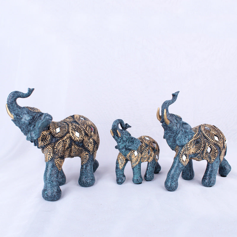 Craft Resin European Pattern Brown Family Carnival Elephant Resin Ornament