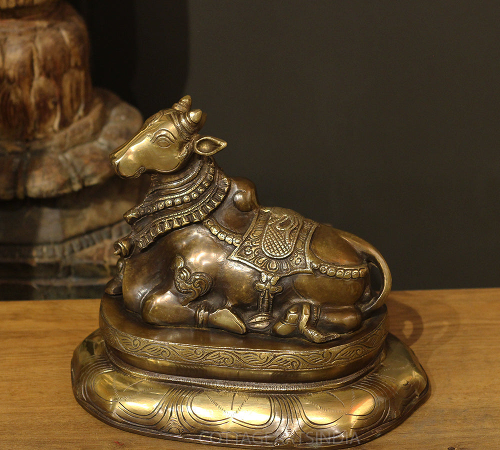 Brass Nandi On Lotus Stand
