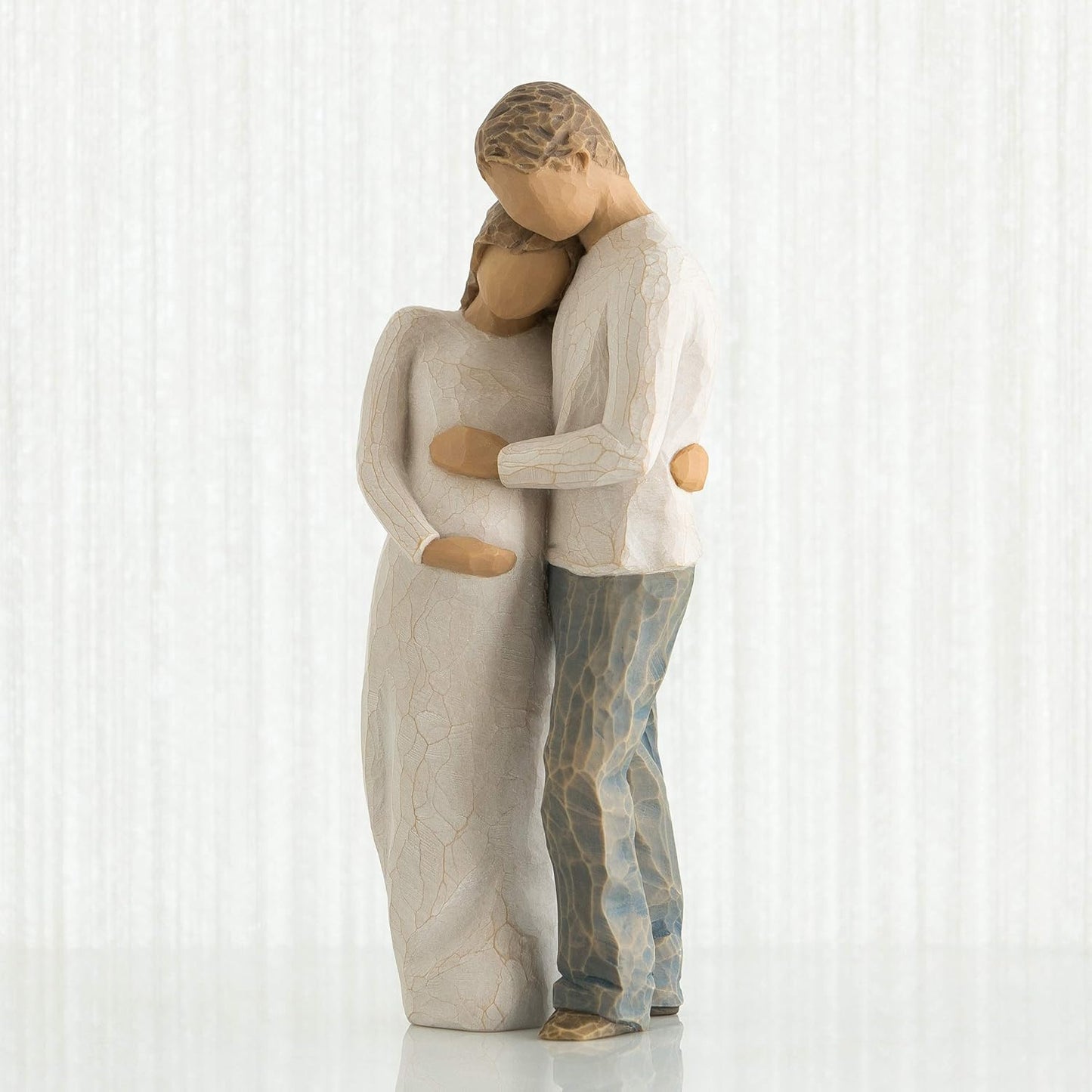 Romantic Couple Hug Man & Pregnant Woman Figures Statue