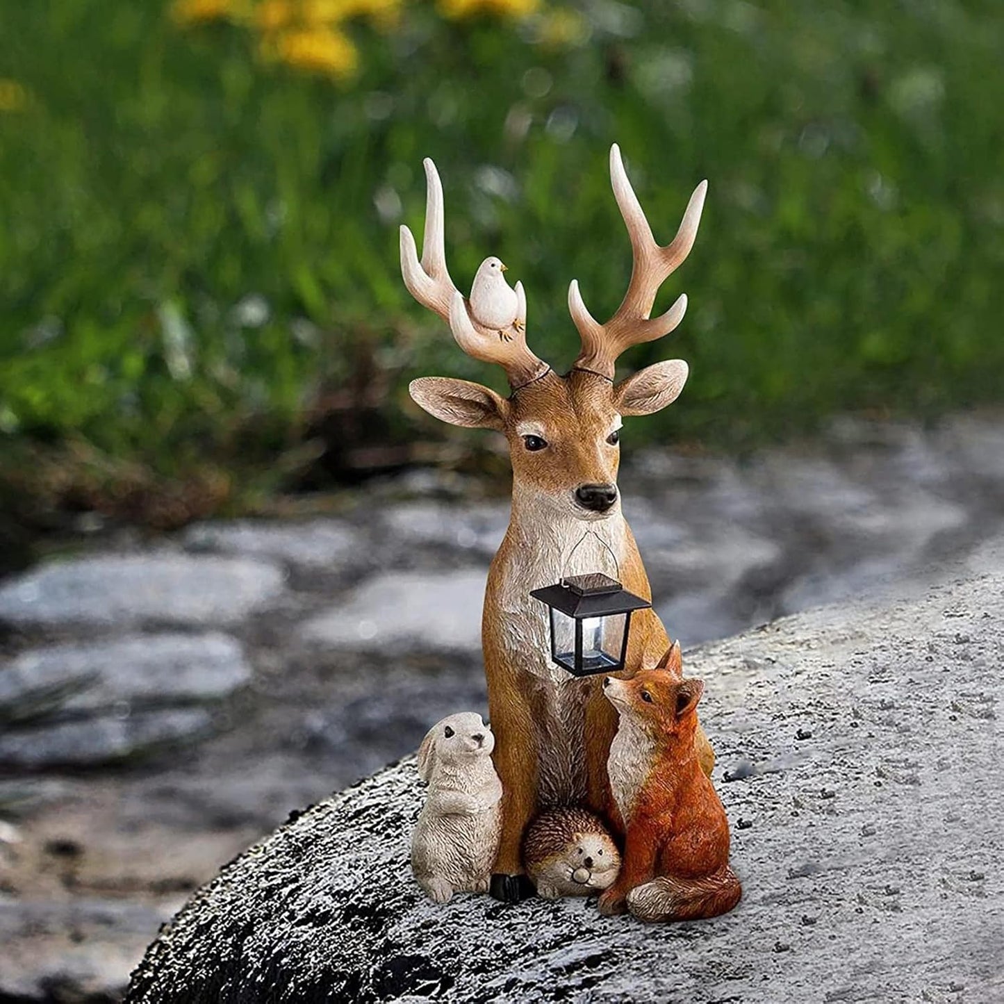 Solar Resin Deer Rabbit Hedgehog Wolf Ornaments