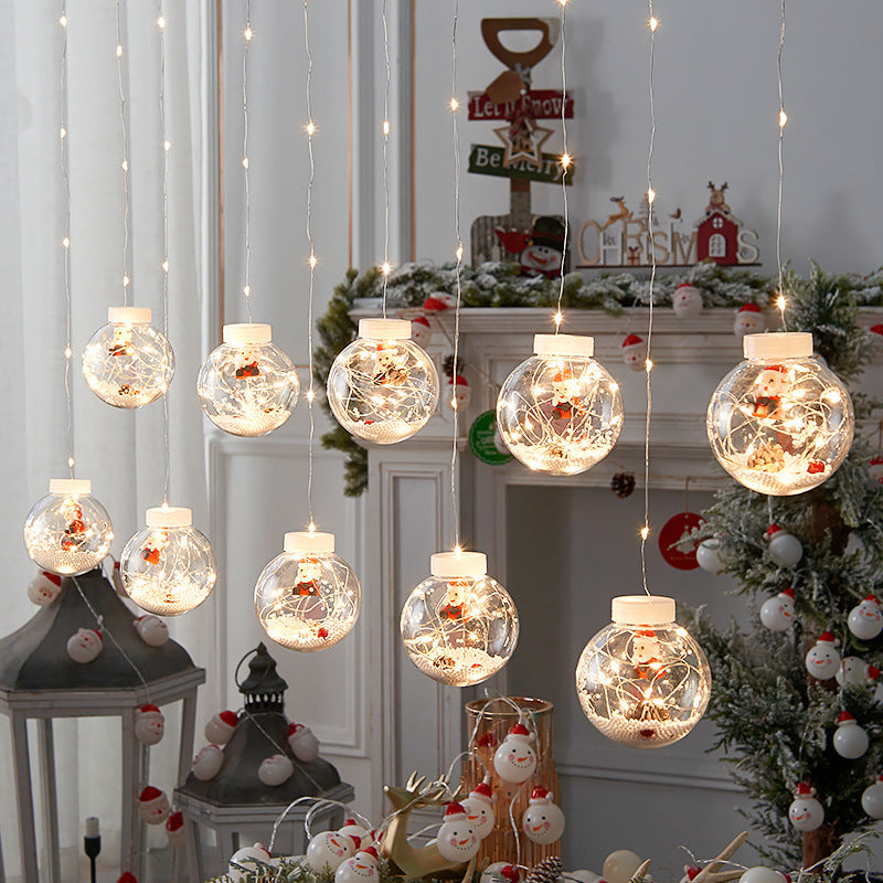 Christmas Curtain Lamp Fairy Snowman Wishing Ball String Lights – Festive Window & Lamp; Room Decoration
