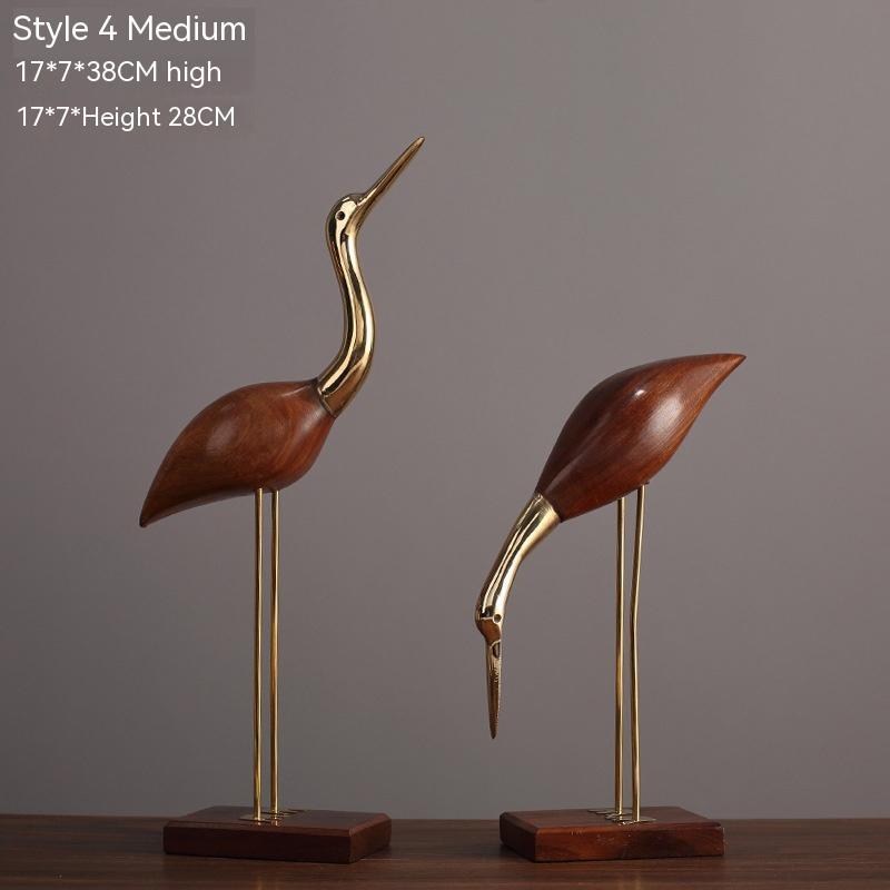 Brass With Solid Wood Crane Bird Ornaments
