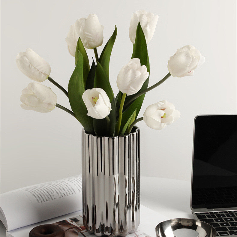 Ceramic Straight Tube Decorative Vase Ornaments