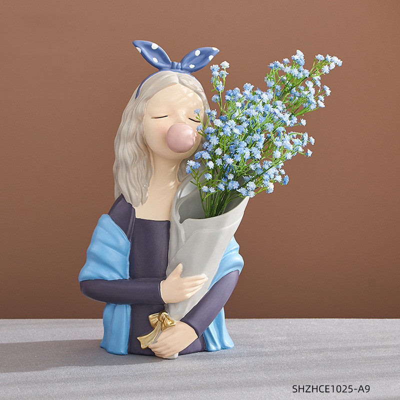 A Nordic Resin Girl Sculpture Abstract Art Room Decoration Home Living Room, Gifts