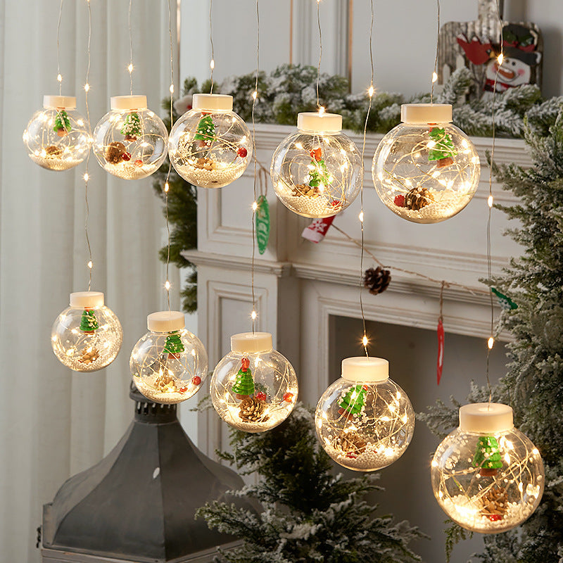 Christmas Curtain Lamp Fairy Snowman Wishing Ball String Lights – Festive Window & Lamp; Room Decoration