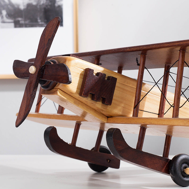 Creative Retro Wooden Airplane Model Ornaments