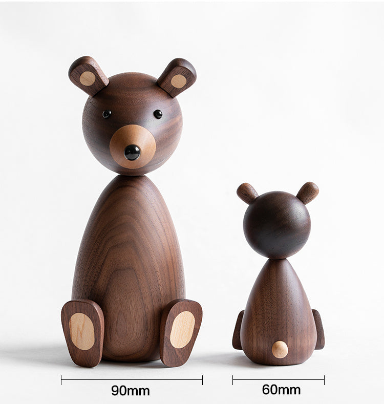 Wooden Cute Bear Figurines Ornaments