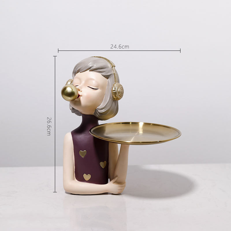 Adorable Cute Girl Wearing Headphones Resin Craft Ornament