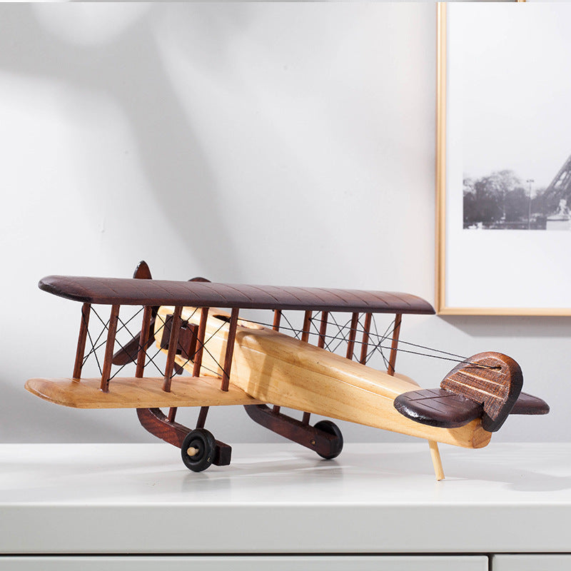 Creative Retro Wooden Airplane Model Ornaments