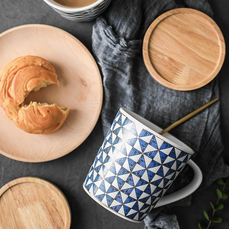 Scandinavian style geometric triangle mug