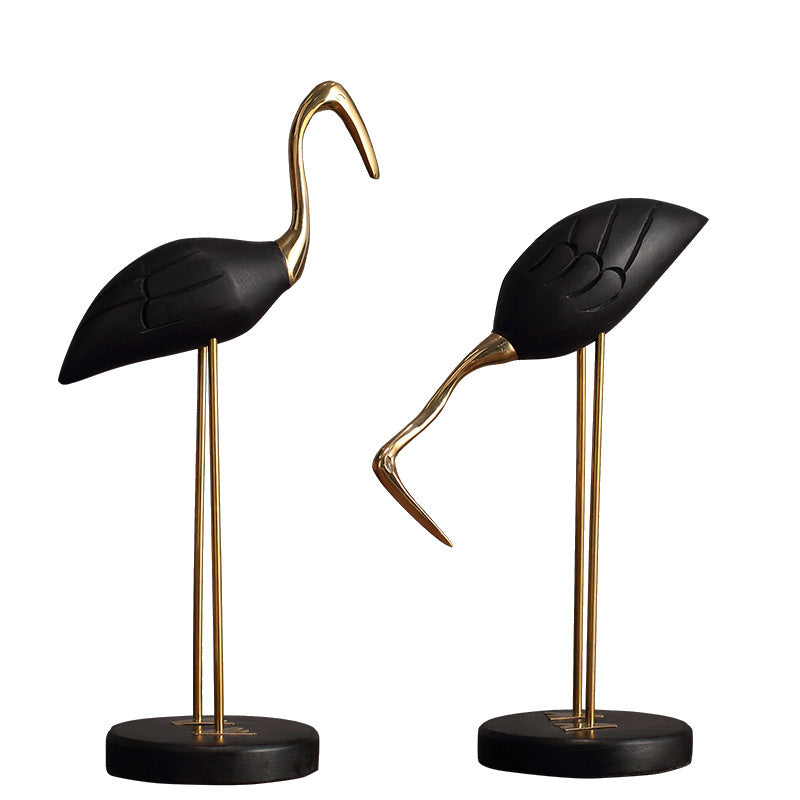 Brass With Solid Wood Crane Bird Ornaments
