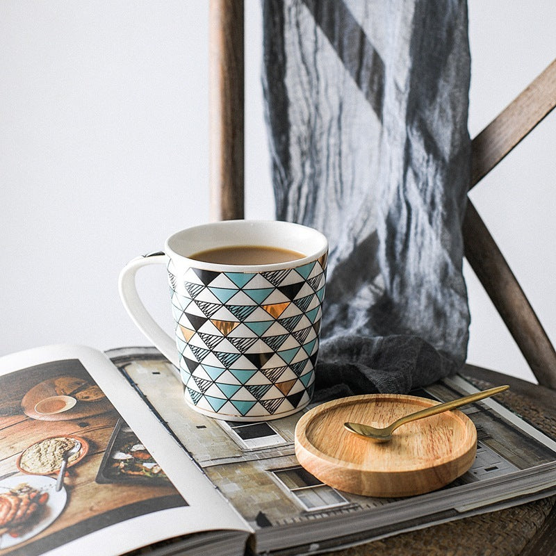 Scandinavian style geometric triangle mug