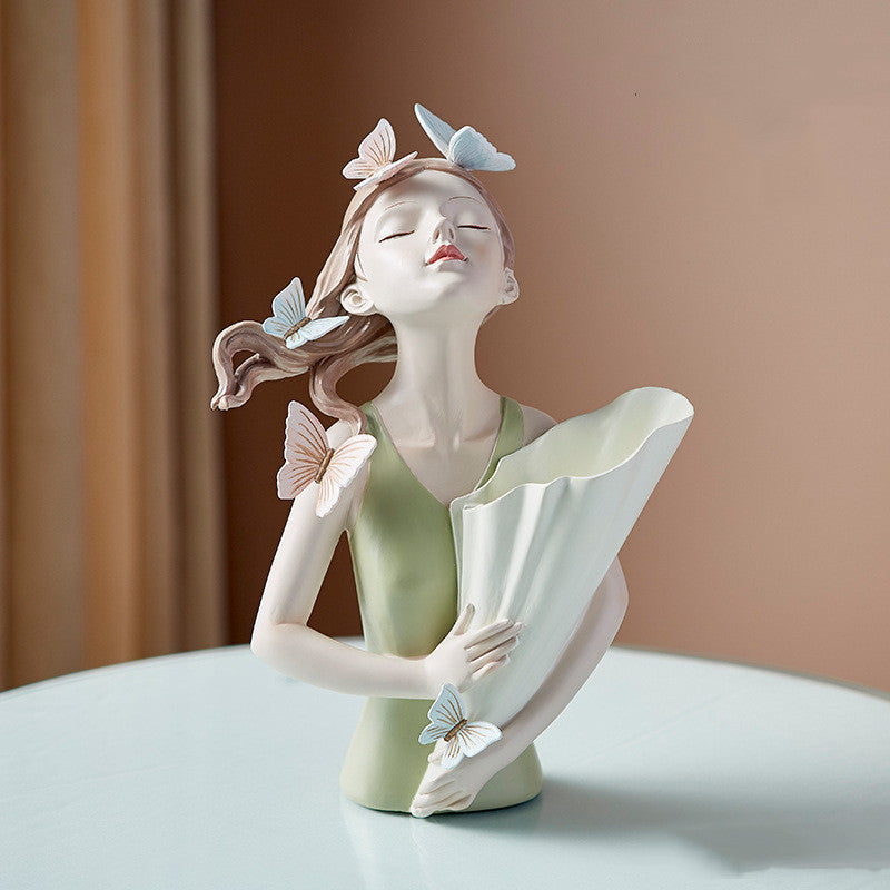 A Nordic Resin Girl Sculpture Abstract Art Room Decoration Home Living Room, Gifts