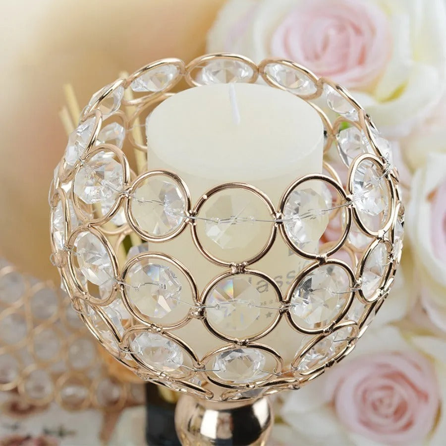 Wrought Iron Crystal Golden Candlestick Ornaments