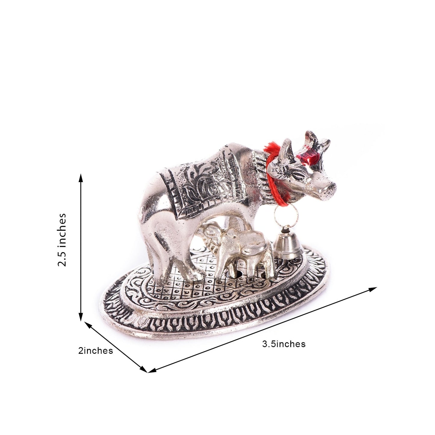 Silver Metal Handcrafted Cow and Calf Figurine
