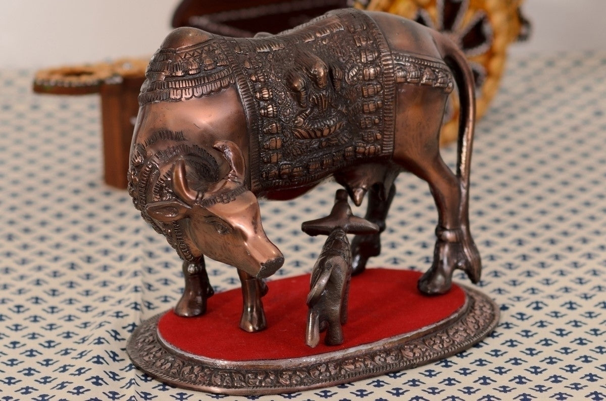 Kamdhenu Cow And Calf Calf Statue Animal Figurines
