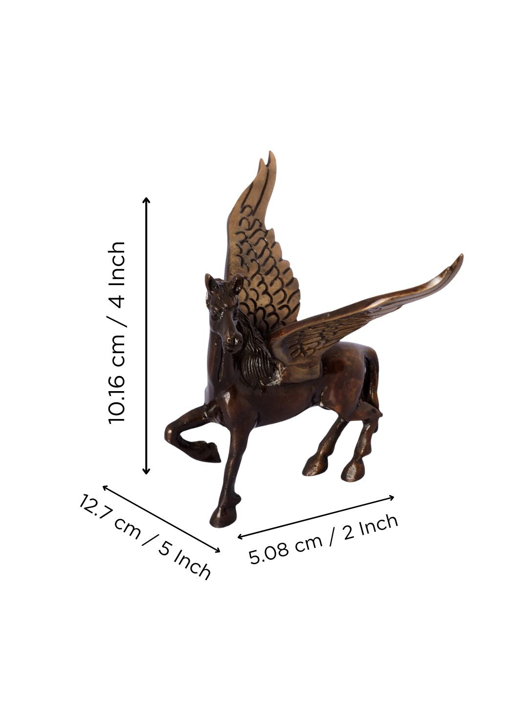Brown and Black Brass Antique Finish Flying Angel Horse Showpiece Animal Figurines