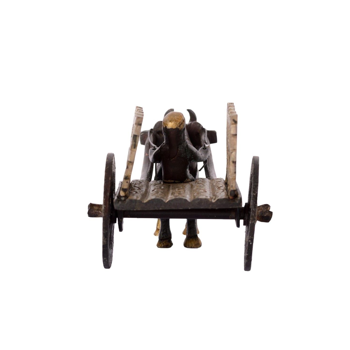 Brown Brass Antique Decorative SINGLE BULL Bullock Cart showpiece