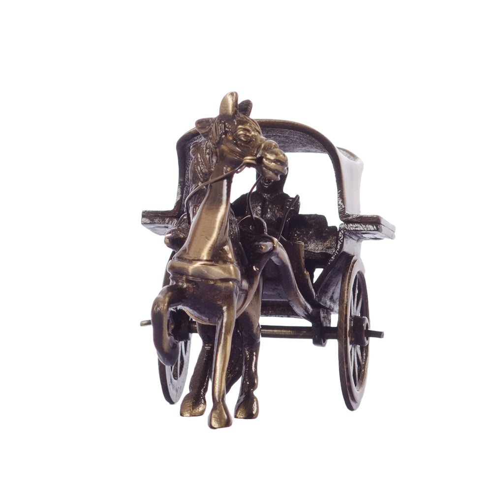 Brown Brass Horse Carriage Showpiece