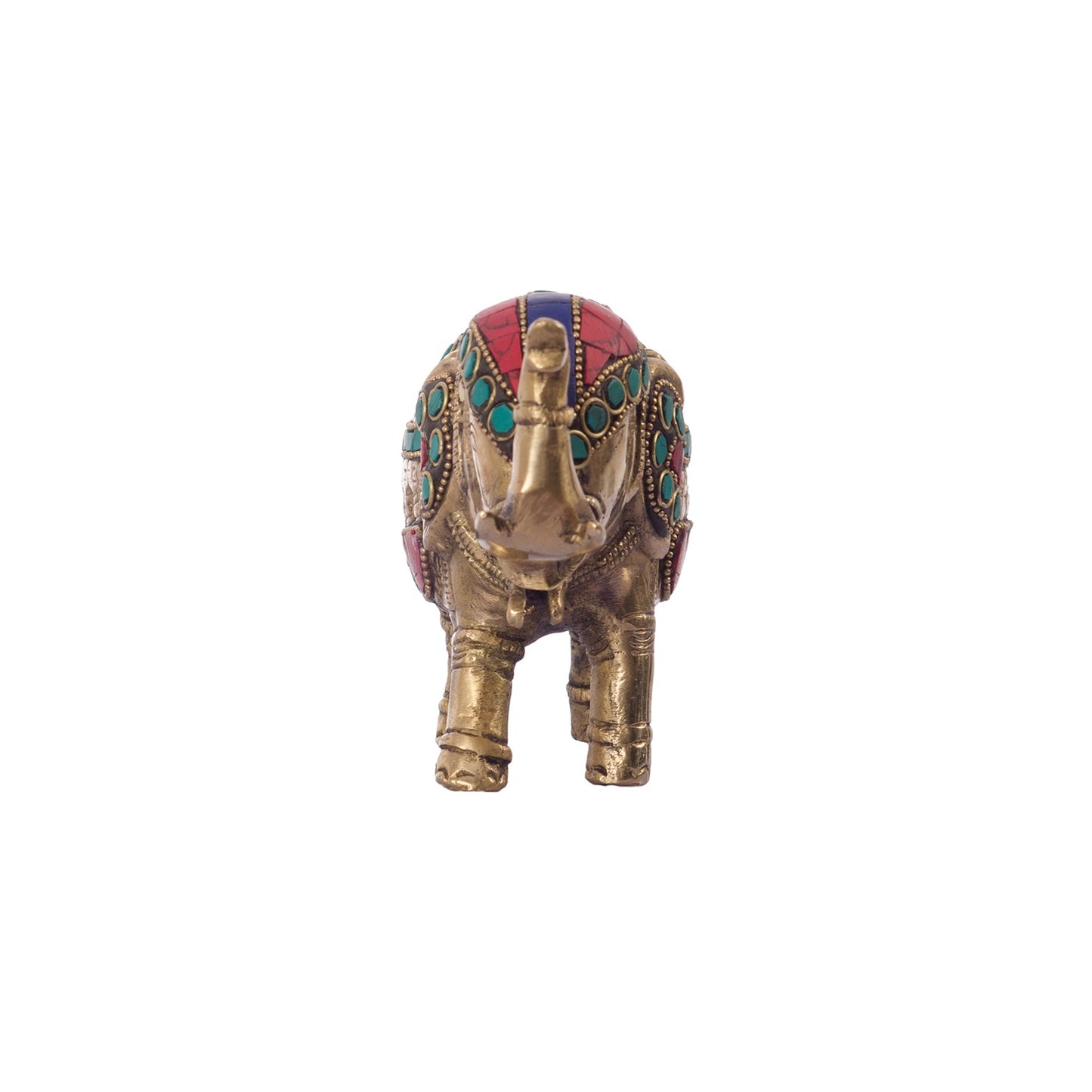 Stone Studded Brass Elephant Statue Animal Figurines