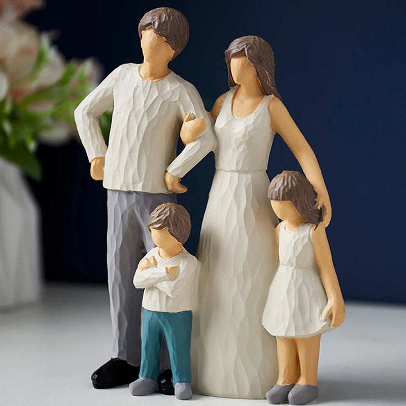 Resin Parents Children Sculpture Crafts Family