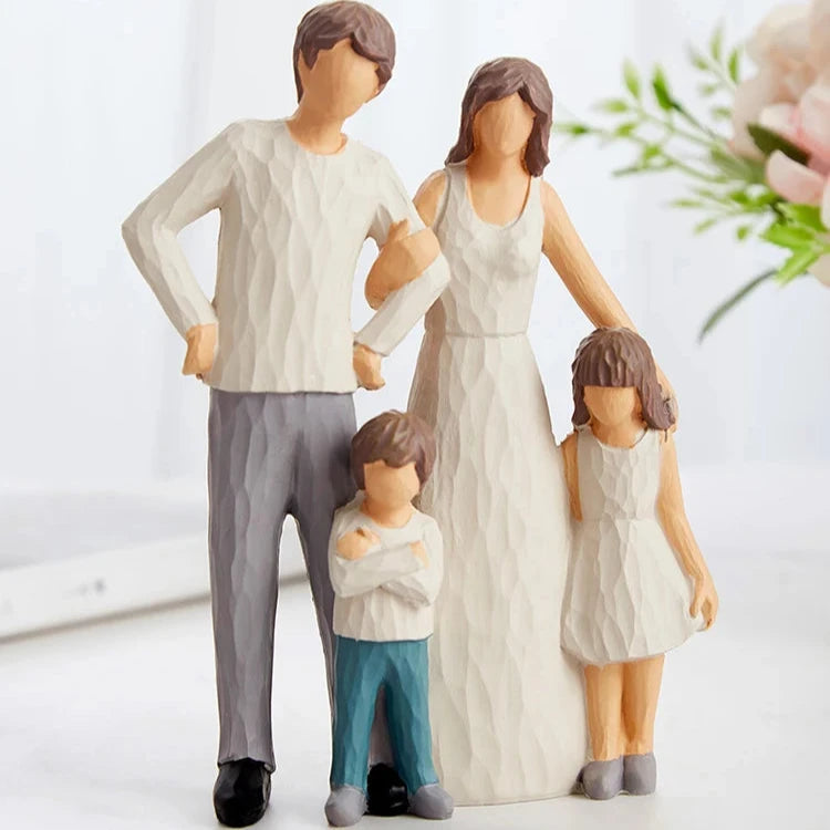Resin Parents Children Sculpture Crafts Family