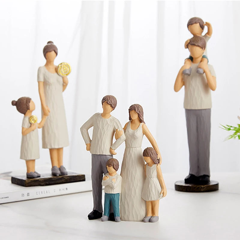 Resin Parents Children Sculpture Crafts Family