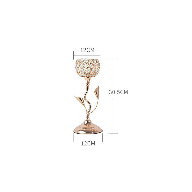 Wrought Iron Crystal Golden Candlestick Ornaments