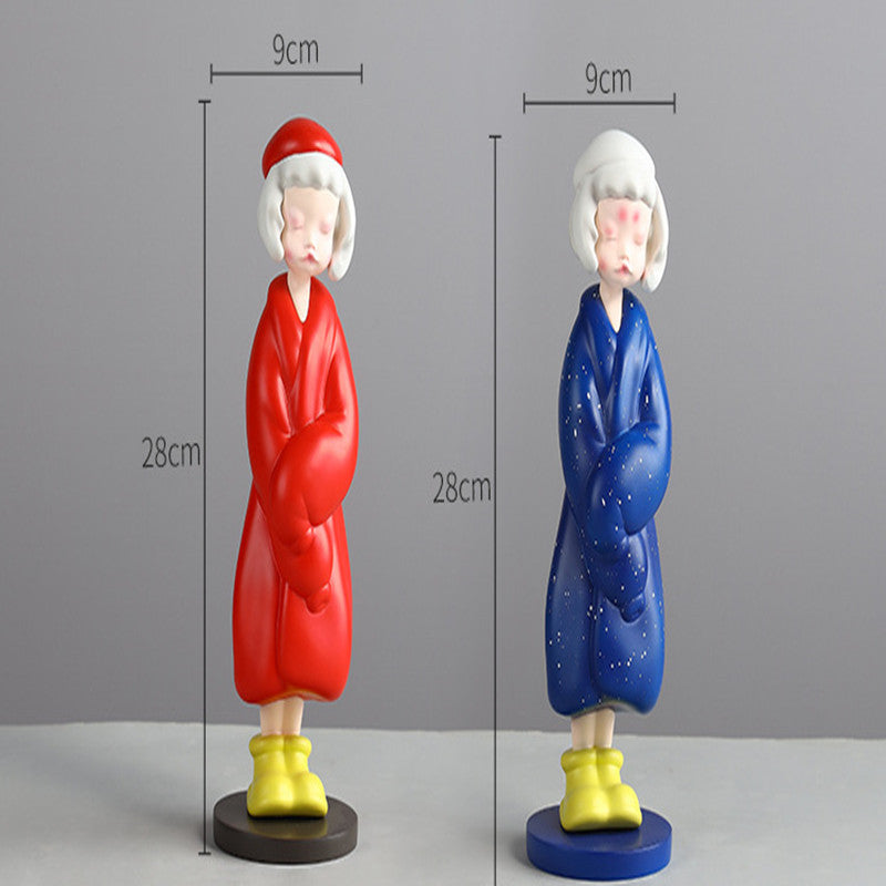 Cute Girl Resin Ornament Home Living Room Desktop