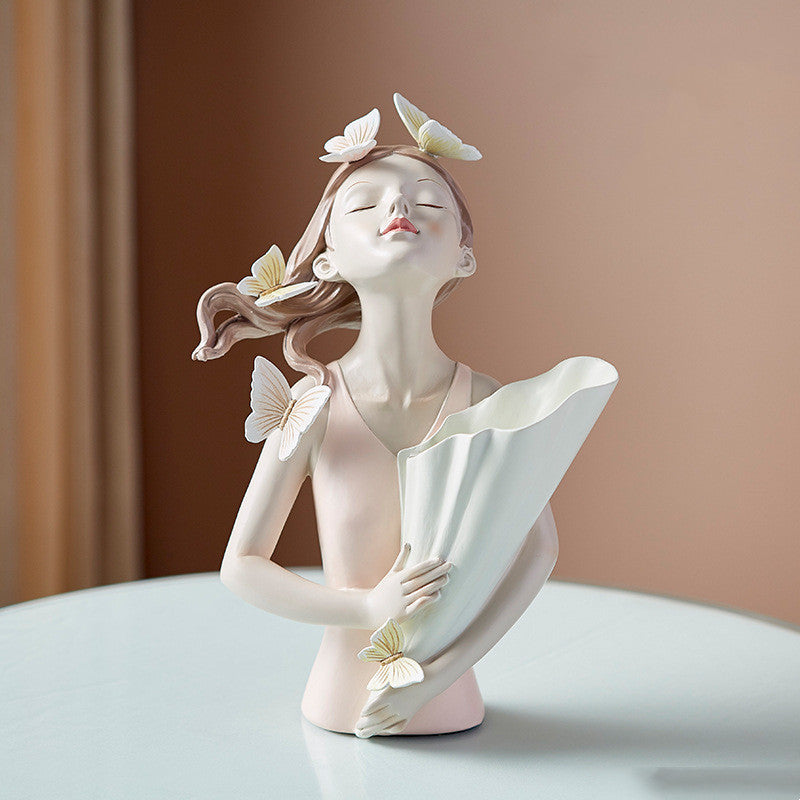 A Nordic Resin Girl Sculpture Abstract Art Room Decoration Home Living Room, Gifts
