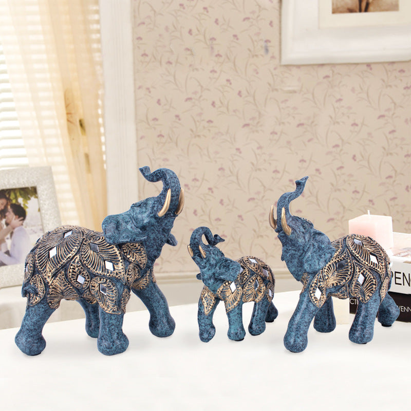 Craft Resin European Pattern Brown Family Carnival Elephant Resin Ornament