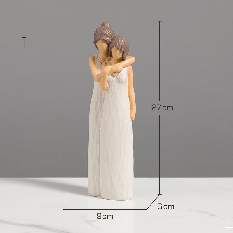Figurines décoratives en résine représentant une mère et sa fille qui s'embrassent