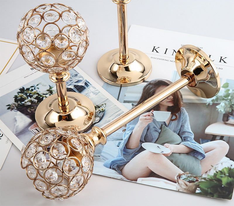 European Mini Crystal Candlestick Creative Metal Ornaments