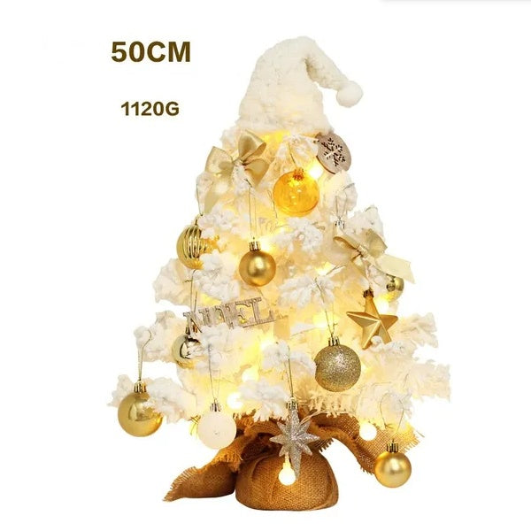 Tabletop Christmas Tree Small Mini Christmas Tree For Table Top Artificial Snow Flocked With Xmas Ornaments Gold Christmas Decorations For Home Office Apartment