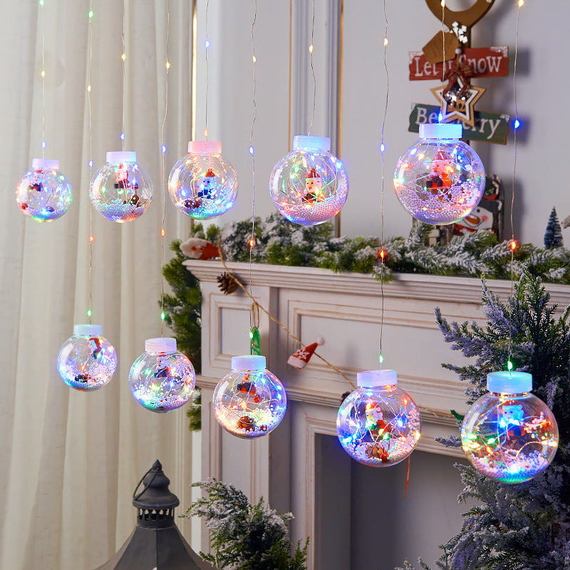 Christmas Curtain Lamp Fairy Snowman Wishing Ball String Lights – Festive Window & Lamp; Room Decoration