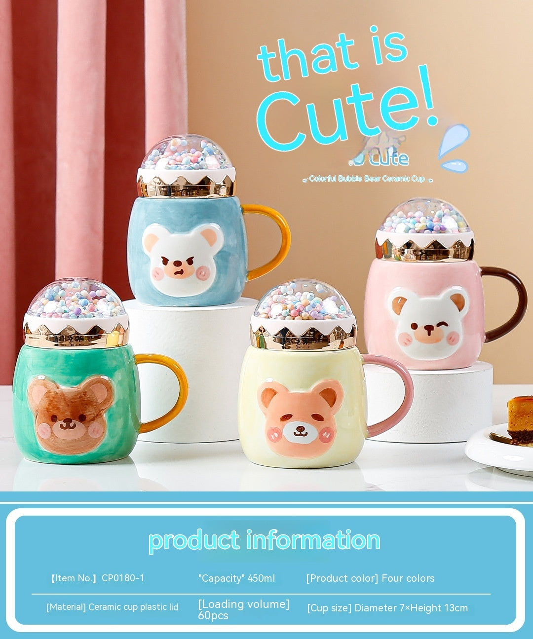Large Capacity Ceramic Drinking Mug With Lid