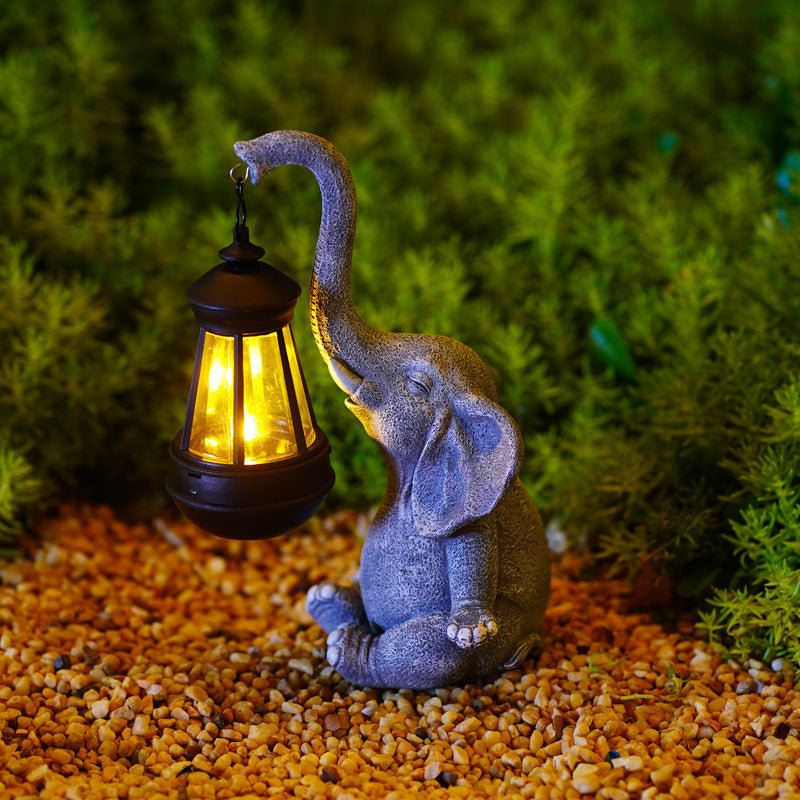Resin Craft Solar Lamp Elephant Ornaments