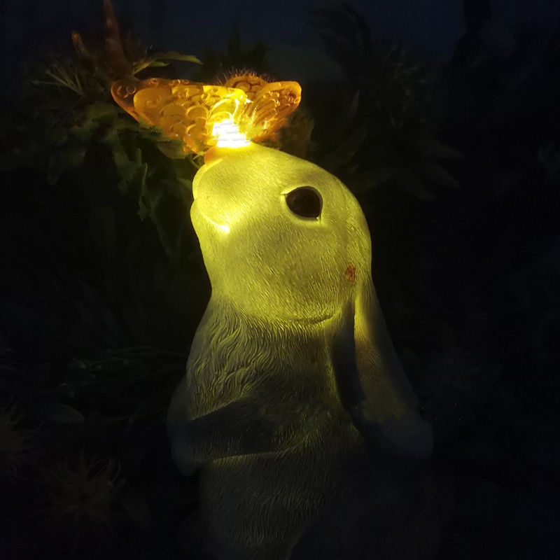Solar Butterfly Lamp on Rabbit Ornament