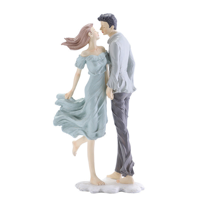 Resin Creative Lovely Couple Statue – Romantic Lover Sculpture & Home Décor