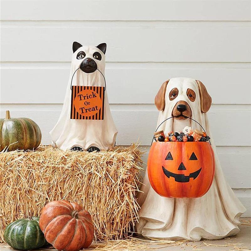 Puppy Pumpkin Candy Bowl Christmas Ornaments