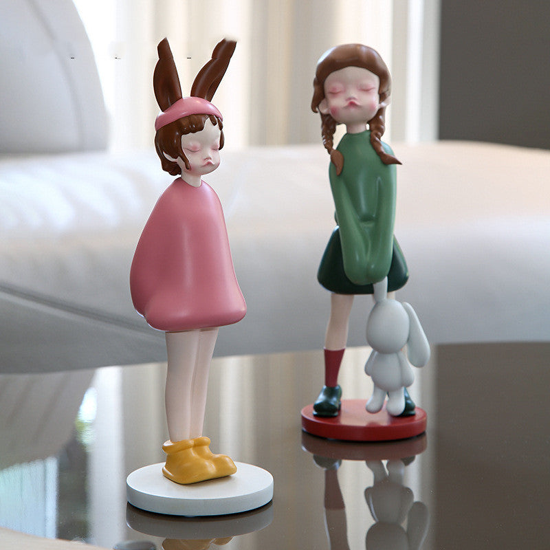 Cute Girl Resin Ornament Home Living Room Desktop